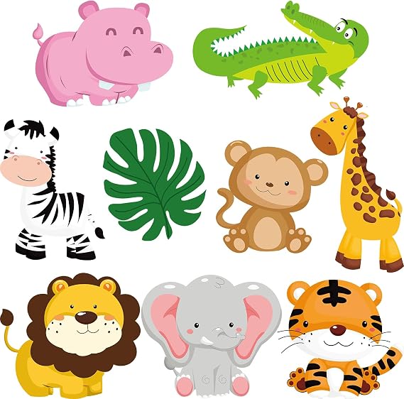 Blulu 27 Pieces Jungle Animals Cutouts Safari Jungle Themed Bulletin Board Classroom Decorations 3D Cardboard Paper Cutouts for Back to School Bulletin Board Animals Party Birthday Baby Shower Decor