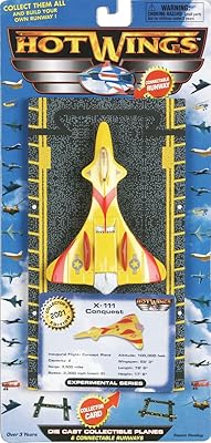 Hot Wings Planes X-111 with Connectible Runway,SilverBlack