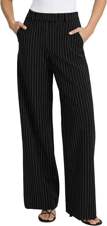 EXPRESS Womens Editor Mid Rise Trousers Pinstripe, Tailored Stretch Trouser for Workwear