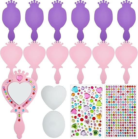 Liliful 12 Pack Princess Foam Mirrors for Girls,Cute,Pink, Purple