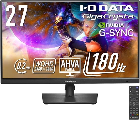 IODATA EX-GDQ271JA GigaCrysta Gaming Monitor, 27-Inch, WQHD, 180Hz