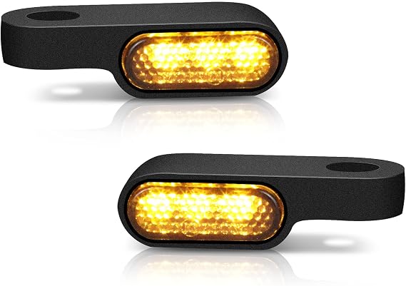 NTHREEAUTO Mini LED Turn Signals Handlebar Marker Light Front Motorcycle Blinkers Compatible with Honda Shadow Harley Dyna Sportster Kawasaki Vulcan Yamaha V-Star Road Star