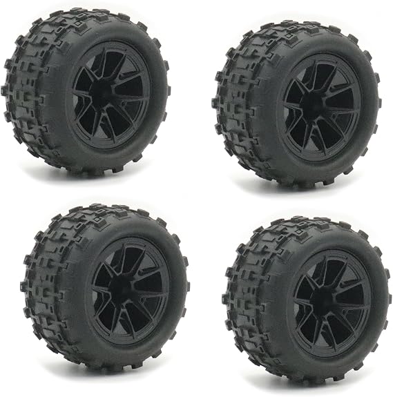 4PCS 12mm Hex 85mm (3.35") RC Wheels Monster Truck Tire Set for 1/14 1/16 Hyper Go H14BM 14210 H16BM H16DR 16210, Wltoys 144001 144010 RC Car (85mm Monster Truck Tires B)