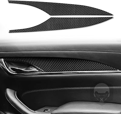 Real Black Carbon Fiber Car Dashboard Central CD Player/AC Climate Control Panel Sticker Interior Trim Compatible with Cadillac CTS/CTS-V 2014 2015 2016 2017 2018 2019[Only Fits Sedan Version]