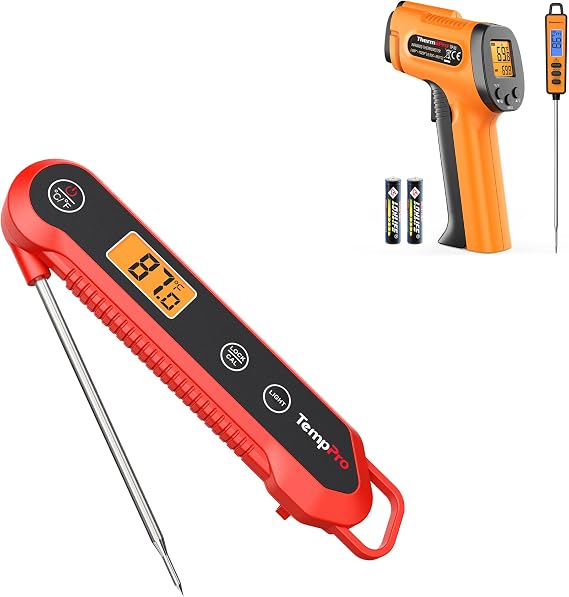 3-in-1 Bundle! Get 1 ThermoPro Temperature Gun, Infrared Thermometer Gun+Instant Read Meat Thermometer Digital