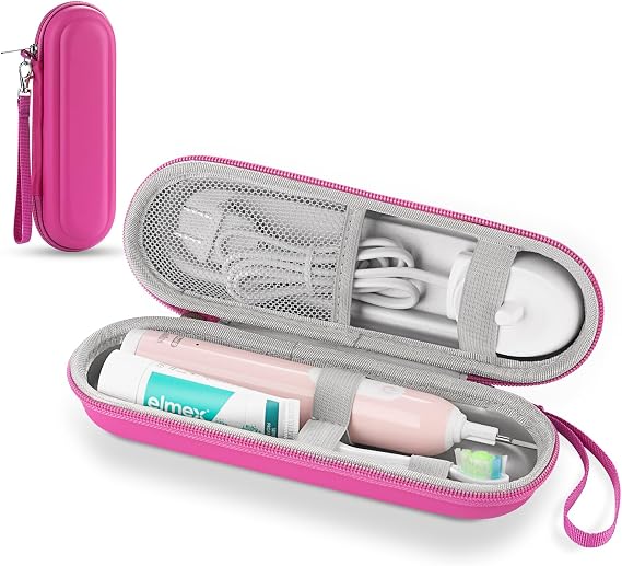 Toothbrush Travel Case for Oral-B/Oral-B Pro/Philips Sonicare Electric Toothbrush, Portable Travel Toothbrush Case (Pink)