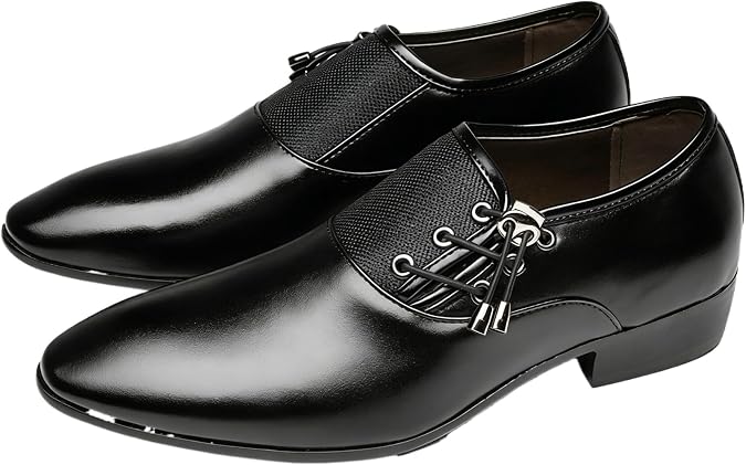 Men's Premium Leather Dress Shoes - Oxford Style Monk Strap Wingtip Formal Footwear for Gentlemen Slip on Loafers