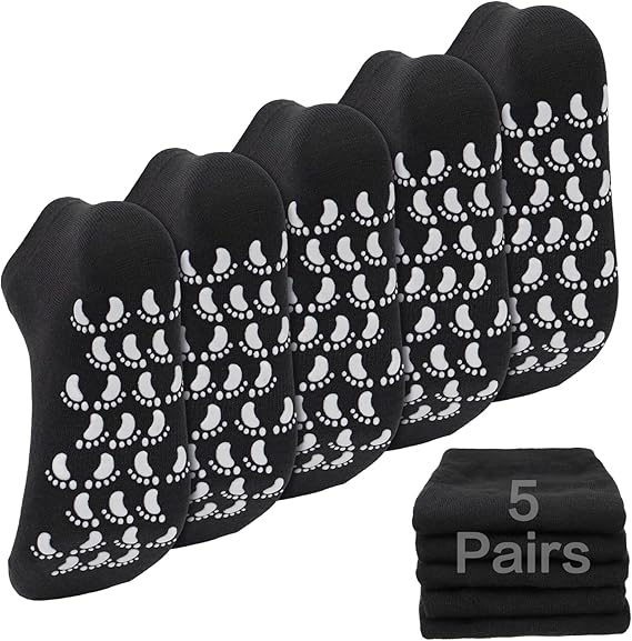 kilofly 5 pairs Non-Skid Soft Cotton Summer Slippers Gripper Socks Value Pack