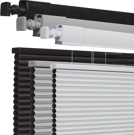 No Drill No Tools Cellular Shades for Windows, Top Down Bottom Up Honeycomb Blinds, Blackout Cordless Window Blinds for Indoor Windows, Easy to Install,Blackout-white46.5" W X 64" H