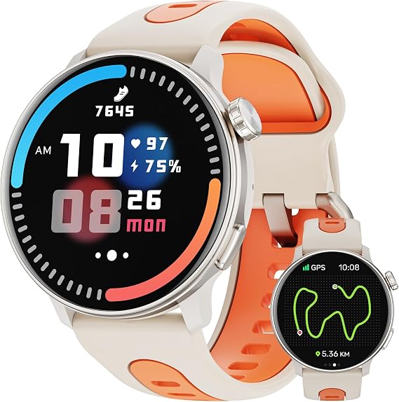 Smart Watches for Men Women GPS, 1.43" AMOLED Screen Smart Watch, Smartwatches Compass,Compatible with Android & iOS (Bluetooth Call Answer/Dial), Multiple Sports Modes Fitness Tracker