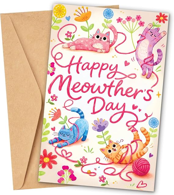 Cat Mom Mothers Day Card - Mothers Day Cards For Mom From Cat - Unique Fur