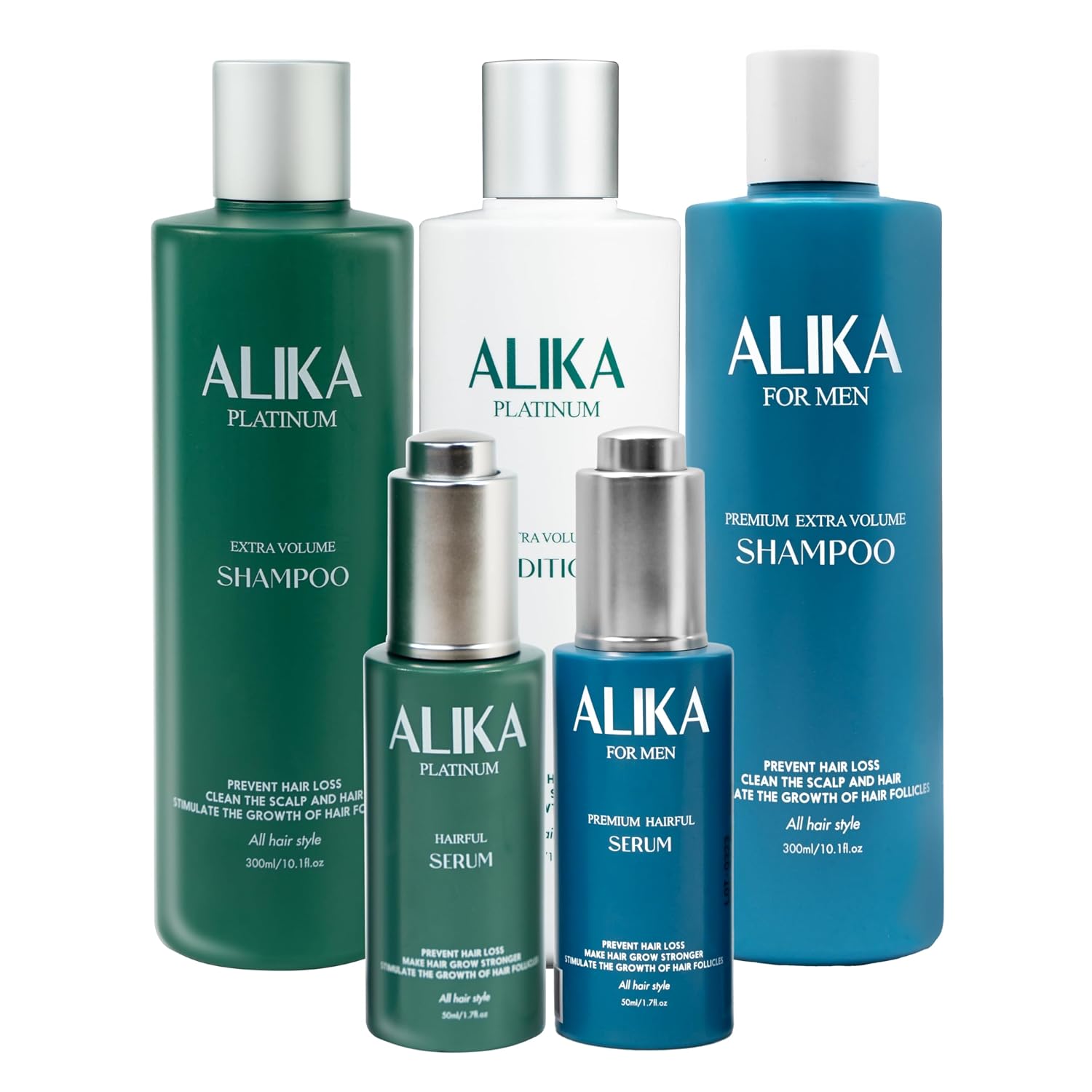 ALIKA Hair Growth Set: Shampoo, Conditioner, and Serum - Complete Hair Loss Treatments for Women and Men, Suitable for Dry, Oily, and Normal Scalp