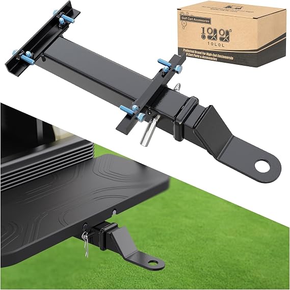 10L0L Deluxe Golf Cart Trailer Hitch Kit, Fit for Square Steel Tube Backseat Footrest with 2" Receiver High-Strength, Seamless Compatible with Club Car, EZGO, Yamaha (Not for Plastic Rear Footrest)
