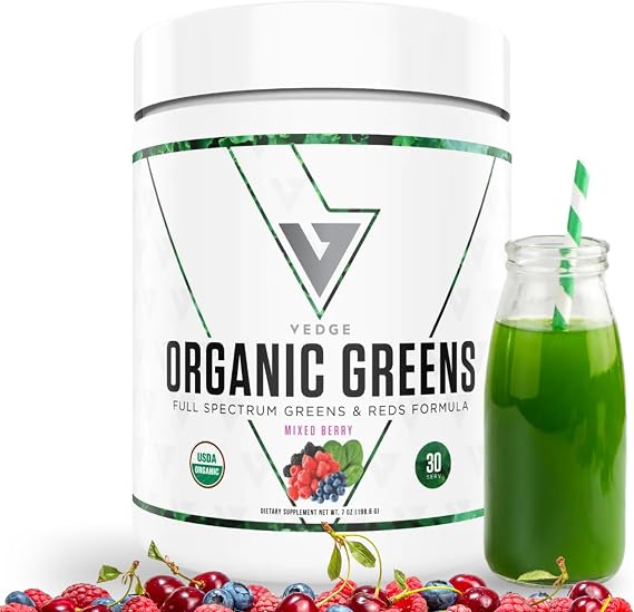 VEDGE Greens Powder, Super Greens Powder, Mixed Berry, 30 Servings