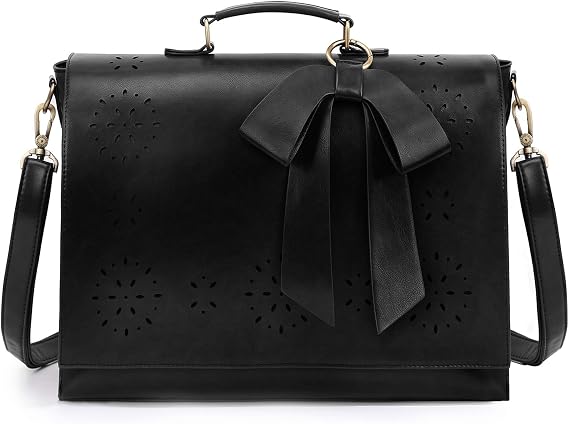 ECOSUSI Women's Briefcase Vegan Leather Laptop Bag for Work Shoulder Computer Satchel Bag with Detachable Bow