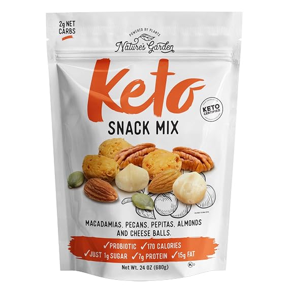 Natures Garden Keto Snack Mix - Probiotic Cheese Balls 24oz Single Bag | Crunchy Trail Mix, All Natural, No Artificial Flavors and Colors, Low Carb, Gluten Free, Non-GMO, Convenient Snacks Pack