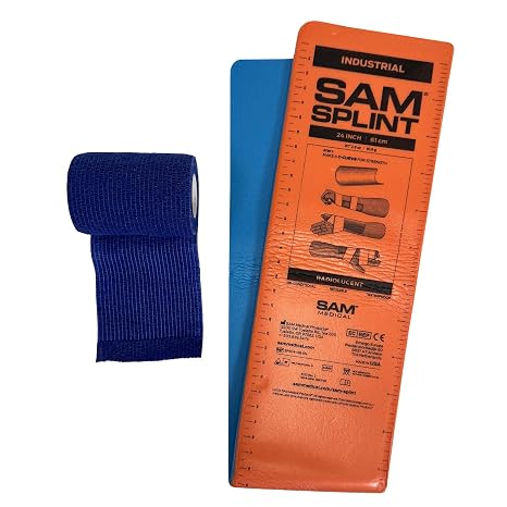 Sam Splint Combo Pack - (24" Orange/blue Splint With Blue Cohesive Wrap)