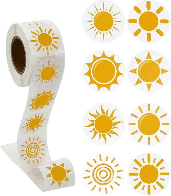 500 Pcs Sun Stickers Birthday Party Favor for Sunshine Baby Shower