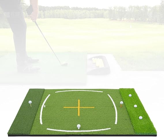 Real Feel Golf Hitting Mat,Large Golf Hitting Mat with Thickened Turf and Cushion Base | Dual-Turf Design, Swing Training, And Alignment Practice for Golfers