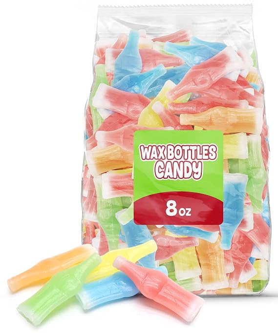 Wax Bottle Candy, 8 OZ Bag (12 LB), Retro Nostalgic Candies with Fruity