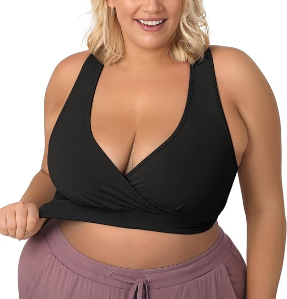 Kindred Bravely French Terry Racerback Nursing & Sleep Bra, Maternity Bra | Breastfeeding bra, wire free, crossover pull aside access, super soft and stretchy, Supportive, for pregnancy & postpartum
