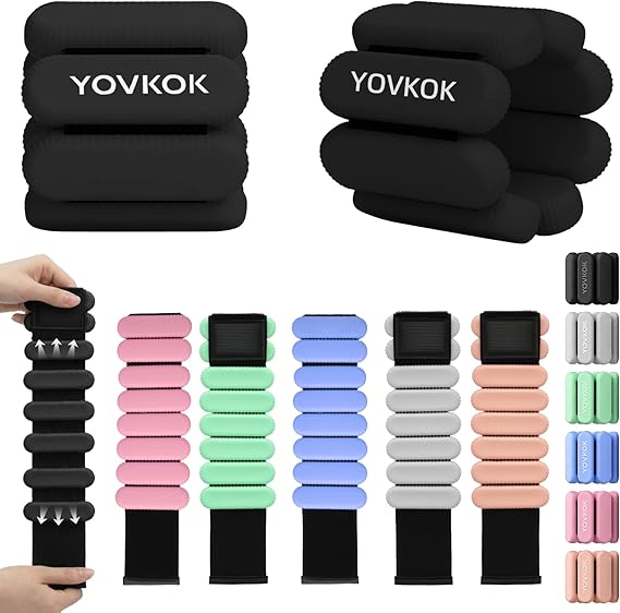 YOVKOK Adjustable Ankle Wrist Weights, Comfort Workout 2 LBS/ 4 LBS Pair
