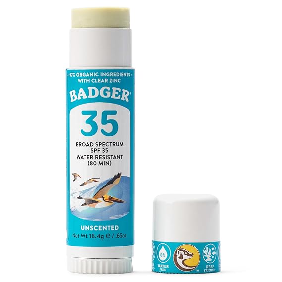 Badger Mineral Sunscreen Face Stick SPF 35, Reef Safe, .65 oz