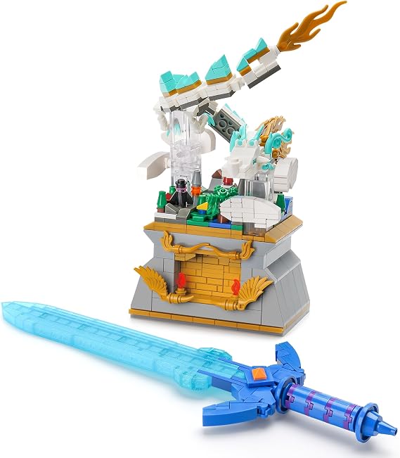Sillbird BOTW Glowing Master Sword Building Blocks Set, TOTK Decorations with Dragon for Link Fans, Birthday Toys Gifts for Kids Boys Girls Ages 8-12 Year Old (677pcs)