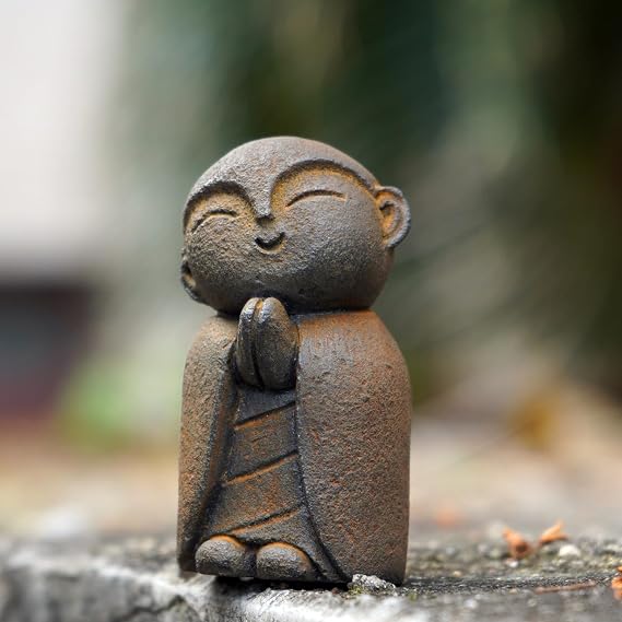 OwMell Japanese Jizo Monk Buddha Statue Figurine Aquarium Garden Decor