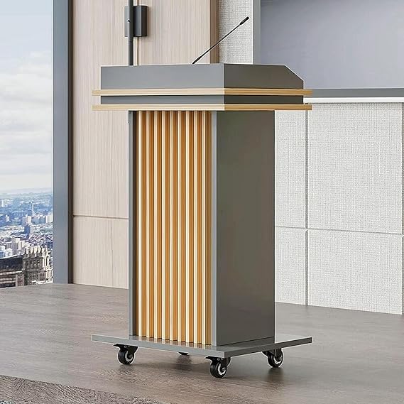 Lectern Podium Stand, Podium Stand Wooden with Wheels Speaking Lectern Pulpitos para Iglesias with Shelf Lecterns Church Pulpits Teacher's Podium for Hotel Restaurant Activity Podium (C - with Wheels)