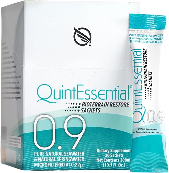 Quicksilver Scientific Quintessential 0.9 Sachets, 30 Count | Isotonic Solution, Sea Water Minerals, Alpine Spring Water, Liquid Hydration Support, Electrolyte Balance, Marine Plasma