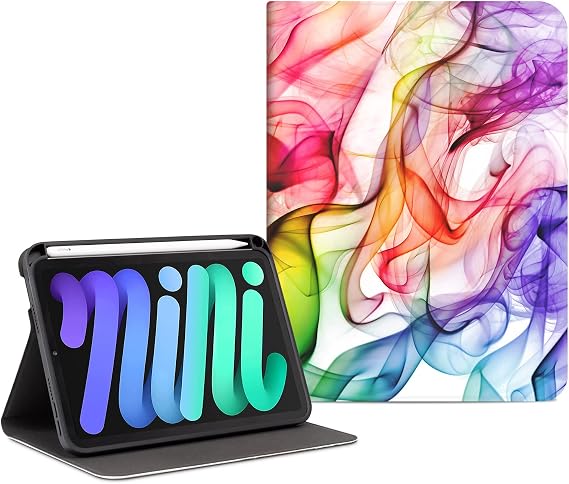 iPad mini 7 (A17 Pro) 2024, iPad mini 6 Case Pencil Holder Colorful Smoke