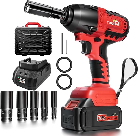 20V Cordless Impact Wrench, 1/2 Electric Impact Driver Gun for Car Tire Truck Mower High Torque 550 ft-lbs/750N.m Brushless Pistola De Impacto With 3 Mode Speed Power 4.0A