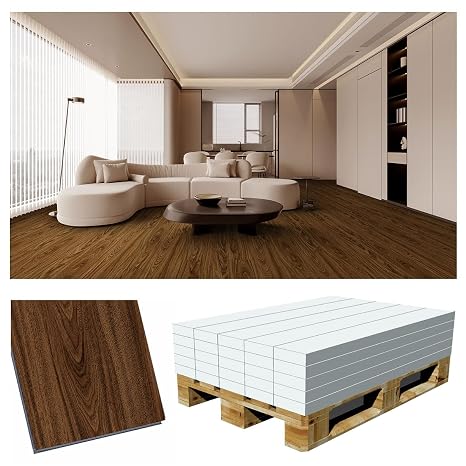 Luxury Vinyl Plank Flooring, Interlocking Click Lock 2G Technology, Soundproof Waterproof LVP Flooring Tile,Use for Kitchen Bathroom Office(Hill Hickory, 535.8Sq.Ft(Pallet/25 cartons))