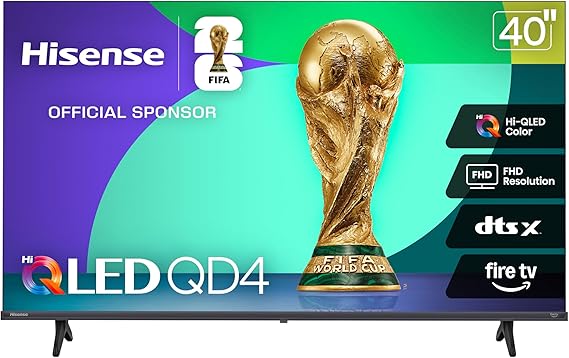 Hisense 40-Inch Class QD4 Series Hi-QLED FHD Smart Fire TV (40QD4QF) - Quantum Dot Color, DTS Virtual: X, Alexa Built in, Slim Bezel Design