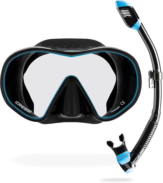 Cressi Single Lens Frameless Scuba Mask & Dry Snorkel for Snorkeling, Scuba Diving, F-Dual & Supernova Dry: Designed in Italy