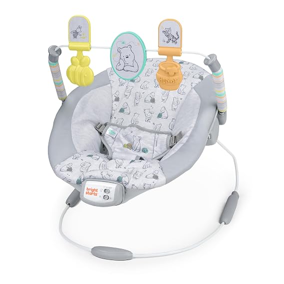 Bright Starts Disney Baby Winnie The Pooh Classic Pals Vibrating Baby Bouncer Seat with Melodies & Toys, Unisex, 0-6 Months