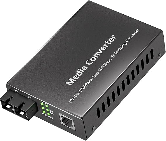 Gigabit SingleMode Fiber to Ethernet Media Converter, Dual SC Fiber, 1000Base-LX to 10/100/1000Base-Tx Gigabit SMF Fiber SC to Copper RJ45 Ethernet Converter, up to 20km, UL Certified