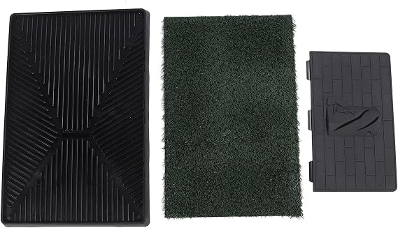 Dog Grass Pee Pads, Reusable Puppy Training Mat, 3 Layer System Artificial Grass Potty Tray with Drainage Base, Indoor Pet Toilet for Small Dogs, Easy to Clean Fake Grass Litter Bo (Large Size with