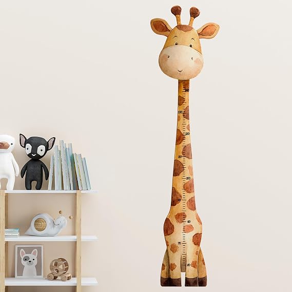 Giraffe Kids Height Wall Decal,Cute Animal Height Stickers, Children's Room Growth Chart Stickers for Wall,Peel & Stick Kids Growth Animal Decals for Boys and Girls Bedroom,Toddler Playroom.