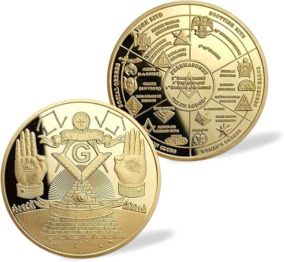 Masonic Challenge Coin Gold Plated Freemason Prayer Coins