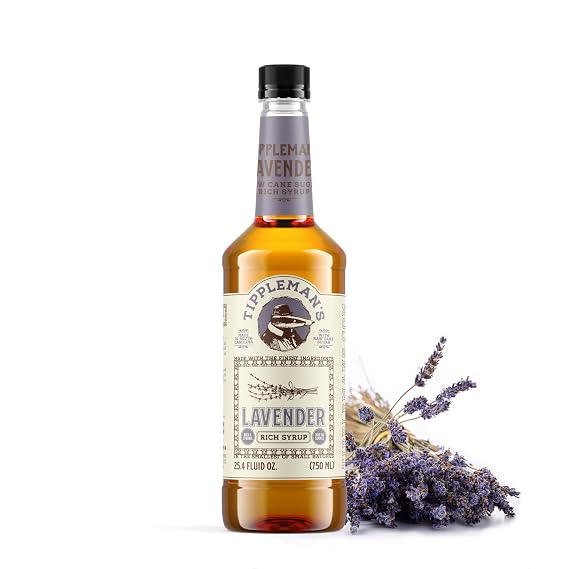 Tippleman's Lavender Coffee Syrup - Rich Flavor for Hot or Iced Drinks, Latte, Tea, Espresso, Cappuccino, Cocktails, Baking - 25.4 Fl Oz