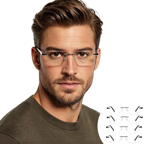 4 Packs Reading Glasses for Women Men Spring Hinge Half-rimmed Readers 1.0 1.5 2.0 2.5 3.0 3.5 4.0