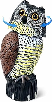 GiftExpress 16" Large Owl Decoy with Rotating Head Realistic Garden Statue Bird & Squirrel Deterrent, Life-Size Predator Scarecrow for Outdoor Yard & Garden Protection
