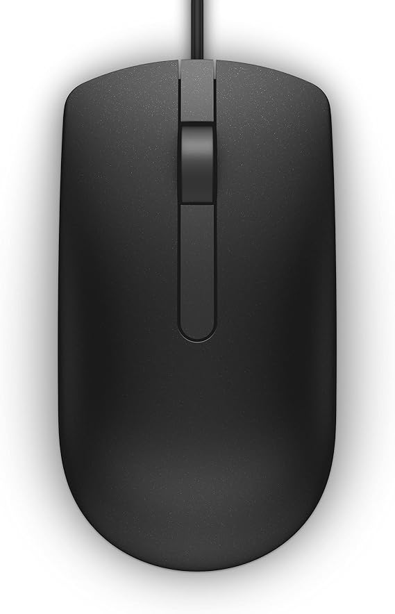 Dell MS116 Mouse USB 570-AAIS Black | Optical LED Tracking, 1000 DPI, 2 Buttons, 1.8 m USB Cable, 90 g