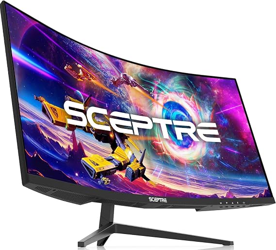 Sceptre 30-inch Curved Gaming Monitor 21:9 2560x1080 Ultra Wide/ Slim HDMI DisplayPort up to 200Hz Build-in Speakers, Metal Black (C305B-200UN1)