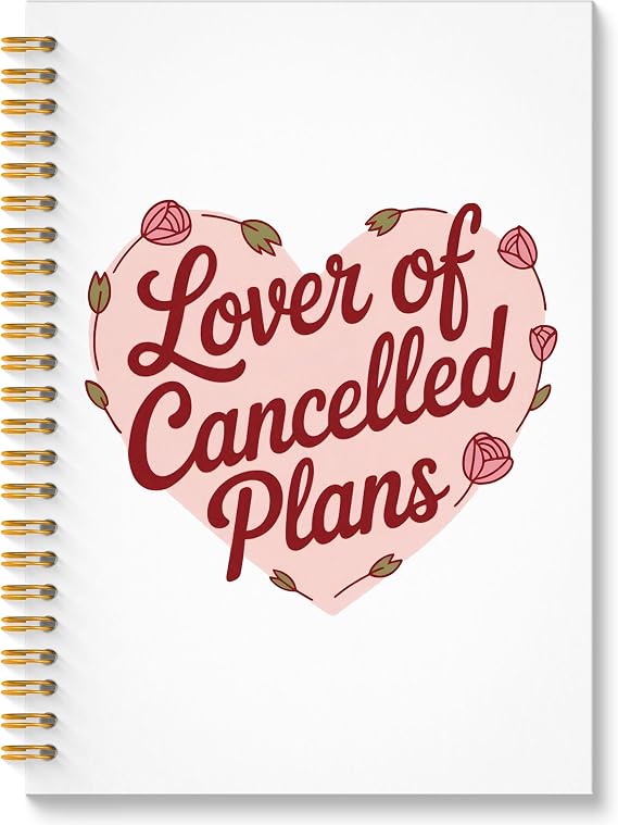 Funny Pink Rose Heart Introvert Spiral Notebook, Introvert Gifts for Women Journal, Lover of Cancelled Plans Sarcastic Hardcover Notebook Journal, 5.5x8.3 Inch