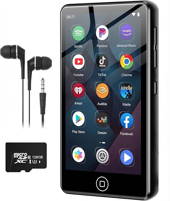 144GB MP3 Player with Bluetooth and WiFi, Android Spotify Music Player for Pandora, Amazon Music, Audible. 4.02" Touchscreen, Speaker, Supports Play Store,Up to 512GB