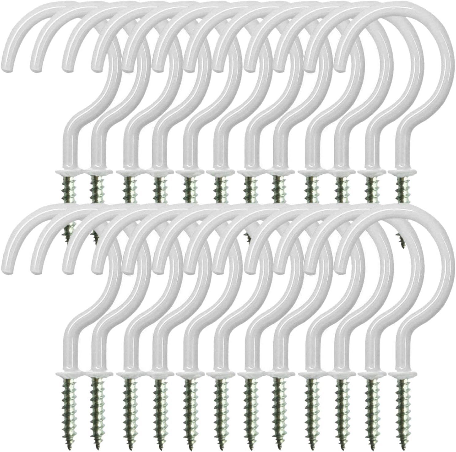 24 Pack Ceiling Hooks for Hanging Plants - 2 Inches Heavy Duty Hanging Hooks for Christmas Lights, Cups, Decors - Black Vinyl Coated Screw in Plant Hanger Hook Indoor and Outdoor