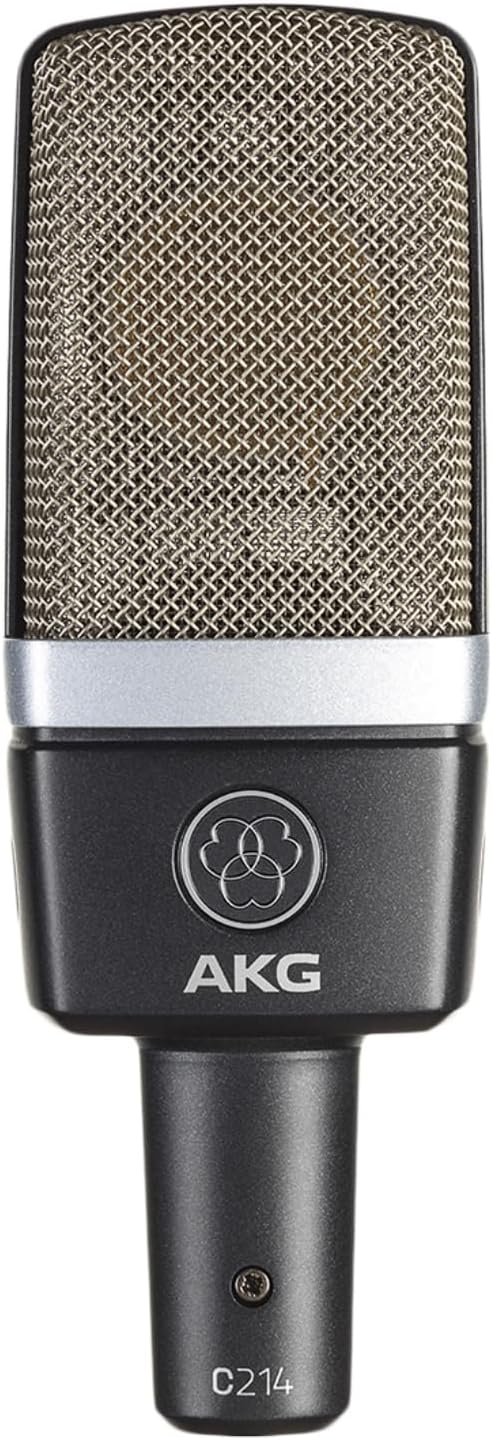 AKG C214 Professional Large-Diaphragm Condenser Microphone, Single pattern, cardioid, switchable 20dB attenuator and bass-cut filter, integrated suspension, rugged classic design, wide dynamic range